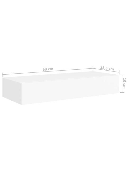 Laatikkohyllyt seinälle 2 kpl valkoinen 60x23,5x10 cm MDF