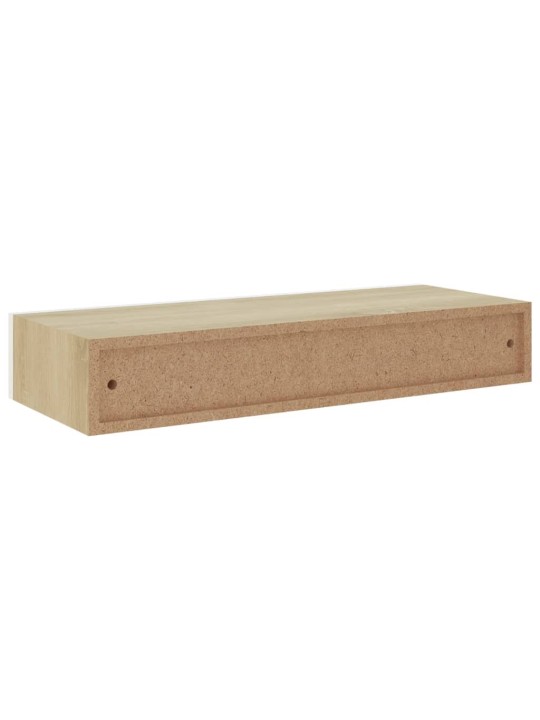 Seinälaatikkohyllyt 2 kpl tammi ja valkoinen 60x23,5x10 cm MDF