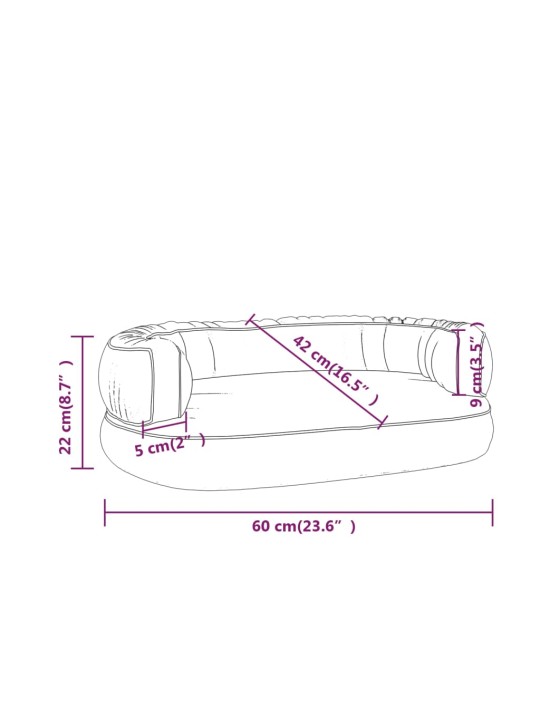 Ergonominen vaahtomuovi koiransänky ruskea 60x42 cm keinonahka
