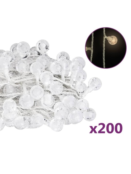 Pallo keijuvalonauha 20 m 200 LED-valoa lämmin valk. 8-toiminen