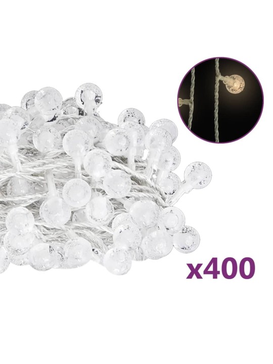 Keijuvalonauha pallo 40 m 400 LED-valoa lämmin valk. 8-toiminen