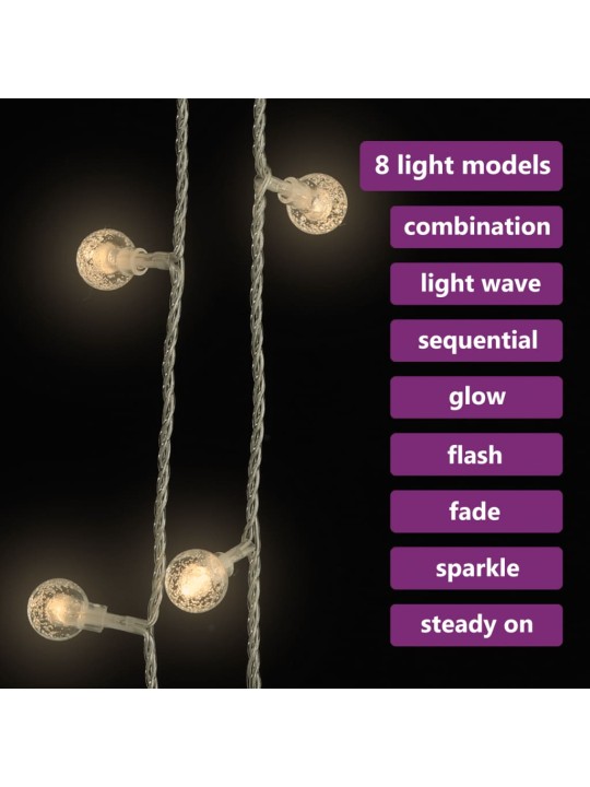Keijuvalonauha pallo 40 m 400 LED-valoa lämmin valk. 8-toiminen