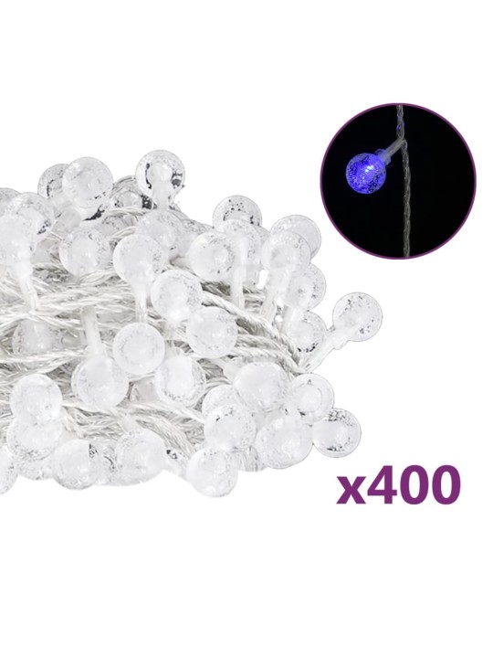 Pallo keijuvalonauha 40 m 400 LED-valoa sininen 8-toiminen