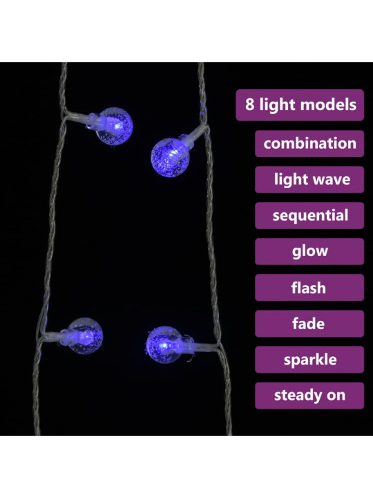 Pallo keijuvalonauha 40 m 400 LED-valoa sininen 8-toiminen