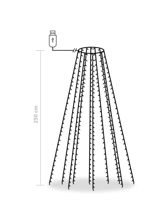 Joulukuusen valoverkko 250 LED-valoa kylmä valkoinen 250 cm