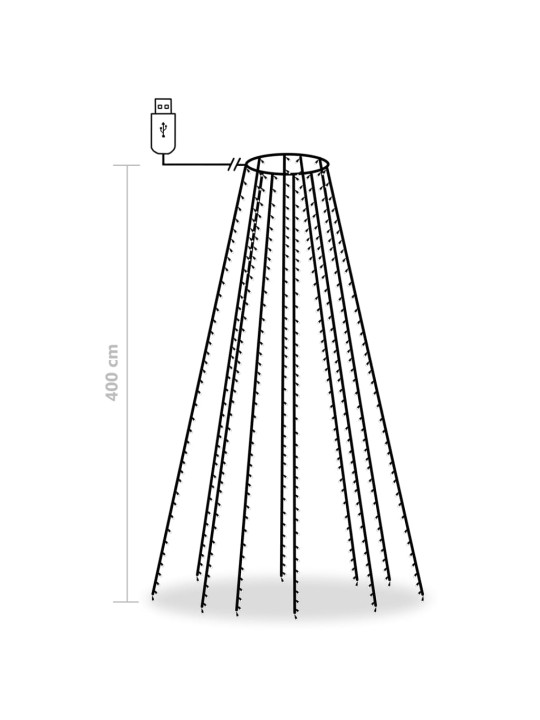 Joulukuusen valoverkko 400 LED-valoa kylmä valkoinen 400 cm