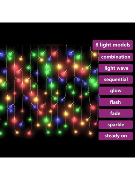 LED-valonauhaverho jääpuikot 10 m 400 LEDiä värikäs 8 toimintoa