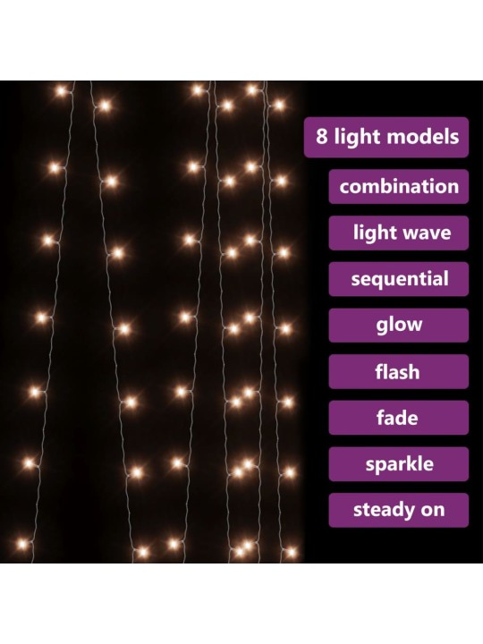 LED-valonauhaverho keijuvalot 3x3 m 300 LEDiä lämmin valkoinen