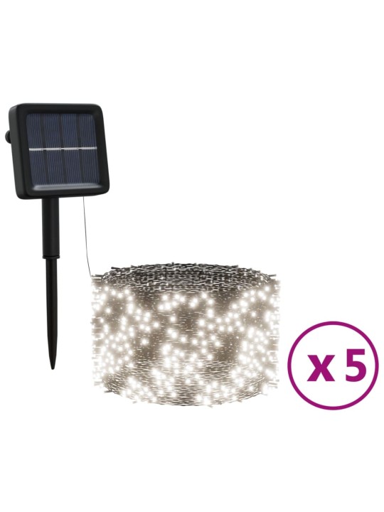 Aurinkoenergia keijuvalot 5kpl 5x200 LED kylmä valk. sisä/ulko