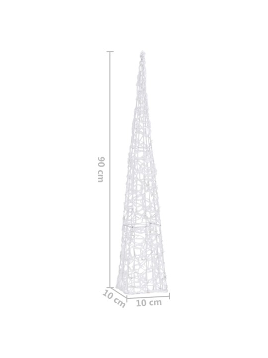 LED-koristevalokartio kylmä valkoinen akryyli 90 cm