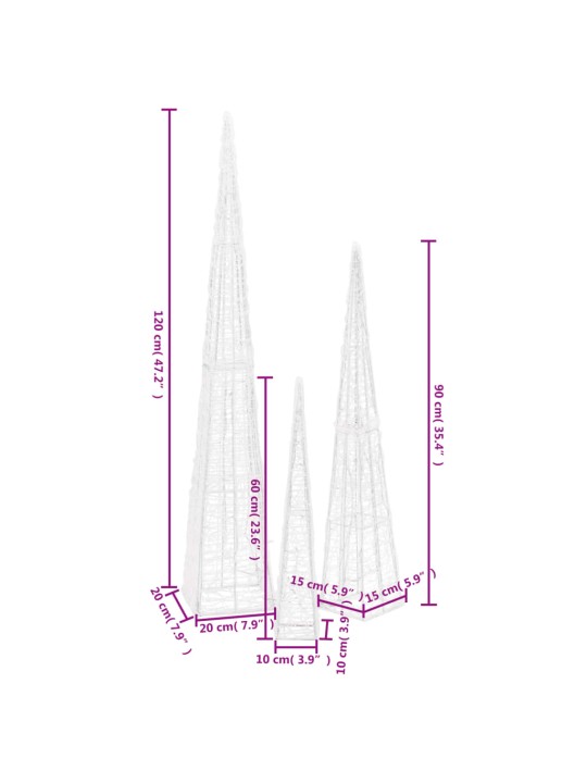 LED-koristevalokartiosarja lämmin valkoinen akryyli 60/90/120cm