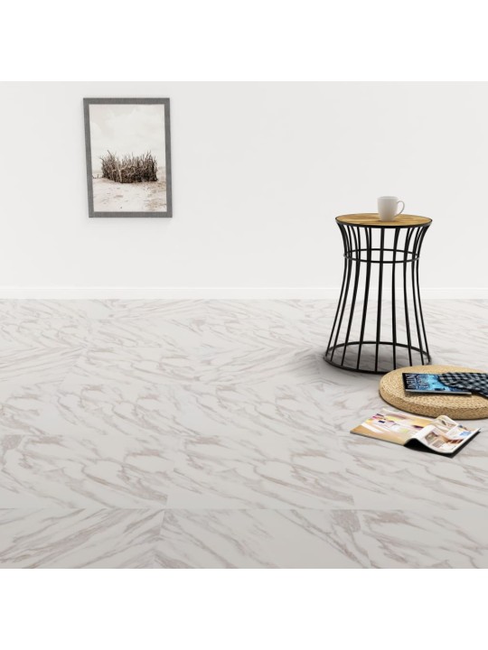 Itsekiinnittyvä lattialankku 20 kpl PVC 1,86 m² valkea marmori