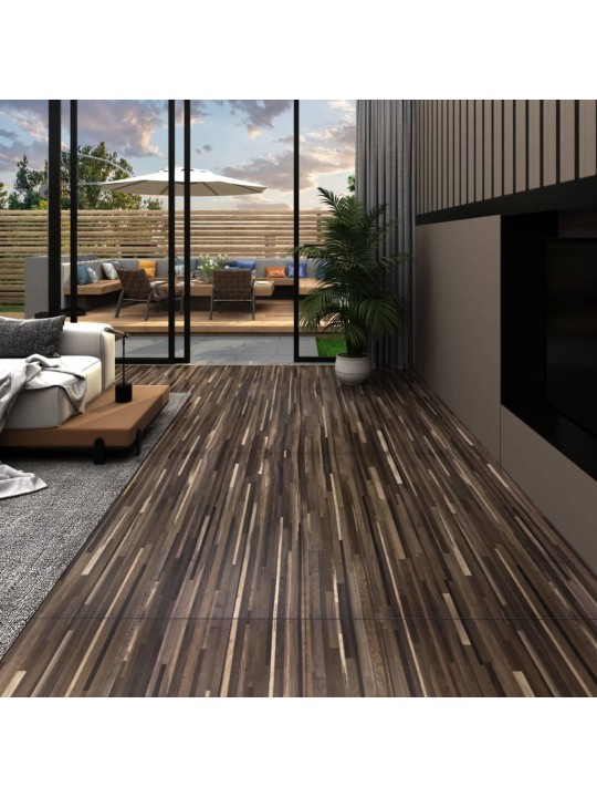 Itsekiinnittyvä PVC lattialankku 5,21 m² 2 mm raidat ruskea