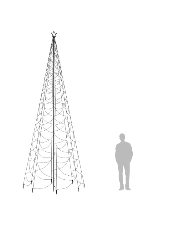 Joulukuusi metallitolpalla 1400 LED-valolla kylmä valkoinen 5 m