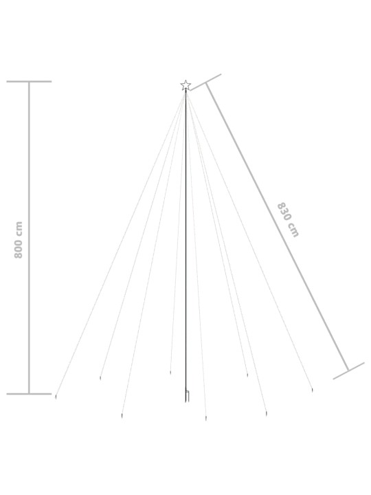 Joulukuusen valot sisä-/ulkokäyttöön 1300 x LED kylmä valk. 8 m