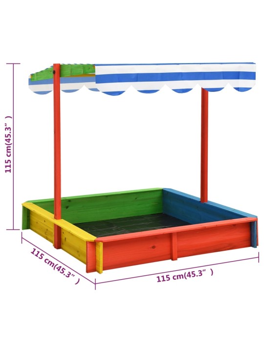 Hiekkalaatikko säädettävällä katolla kuusi monivärinen UV50