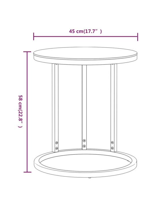 Sivupöytä kulta ja läpinäkyvä 45 cm karkaistu lasi