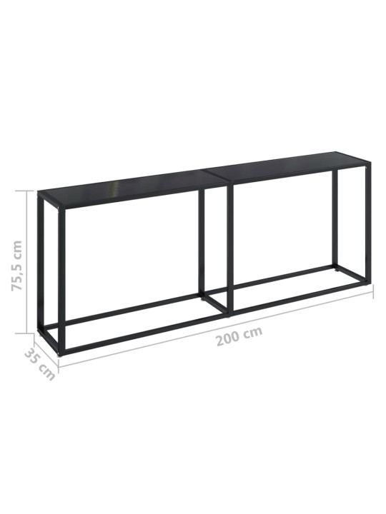 Konsolipöytä musta 200x35x75,5 cm karkaistu lasi