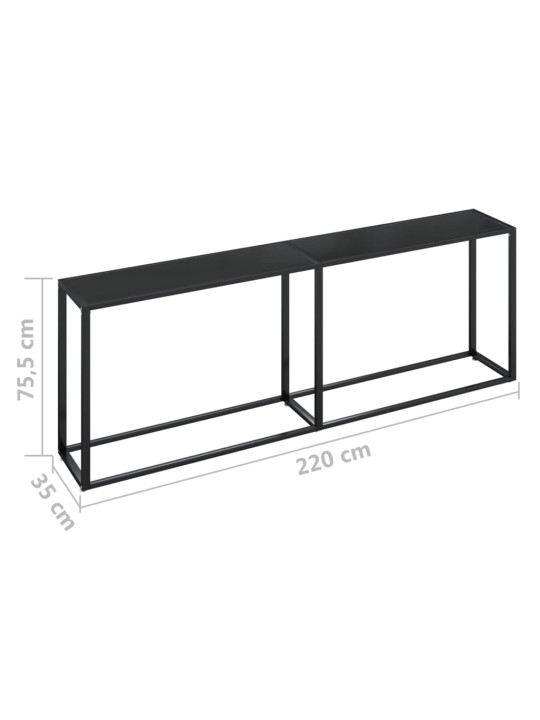 Konsolipöytä musta 220x35x75,5 cm karkaistu lasi