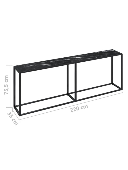 Konsolipöytä musta marmori 220x35x75,5 cm karkaistu lasi