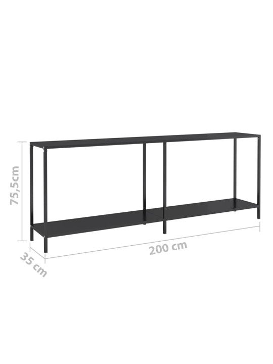 Konsolipöytä musta 200x35x75,5 cm karkaistu lasi