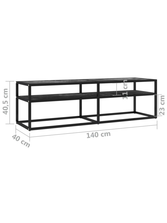 TV-taso musta marmori 140x40x40,5 cm karkaistu lasi