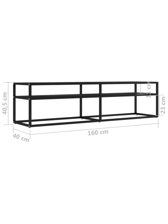 TV-taso musta marmori 160x40x40,5 cm karkaistu lasi