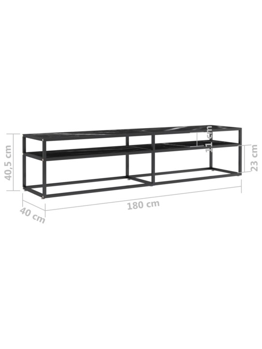 TV-taso musta marmori 180x40x40,5 cm karkaistu lasi