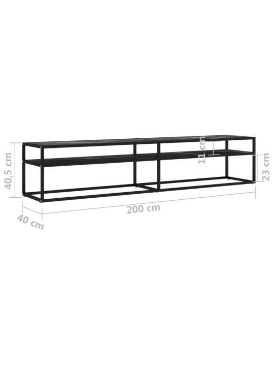 TV-taso musta marmori 200x40x40,5 cm karkaistu lasi