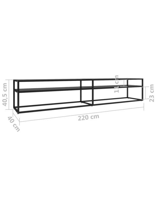 TV-taso musta 220x40x40,5 cm karkaistu lasi