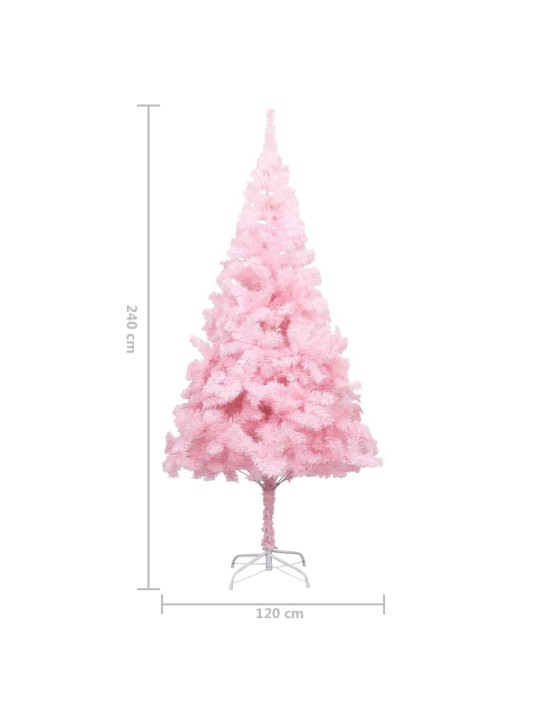 Tekojoulukuusi telineellä esivalaistu pinkki 240 cm PVC