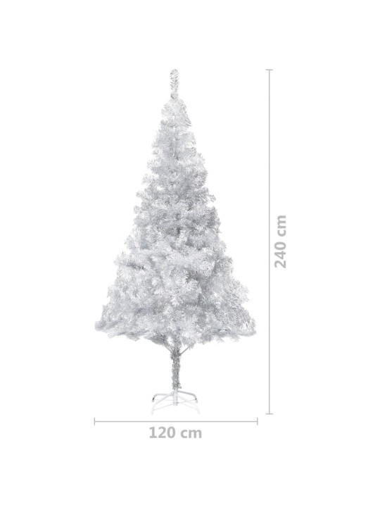 Tekojoulukuusi palloilla esivalaistu hopea 240 cm PET