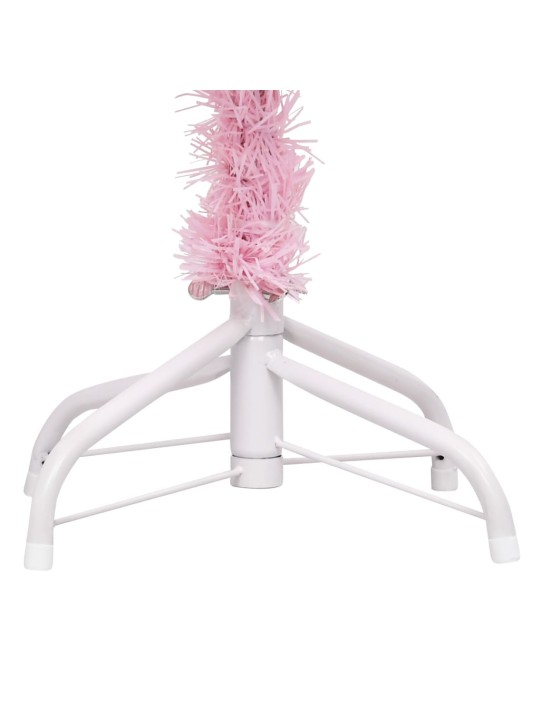 Tekojoulukuusi palloilla esivalaistu pinkki 210 cm pvc