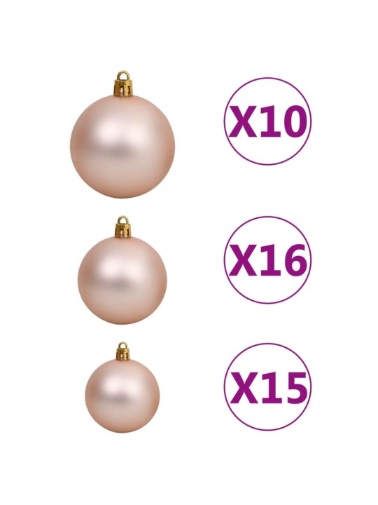 Tekojoulukuusi palloilla esivalaistu pinkki 210 cm pvc