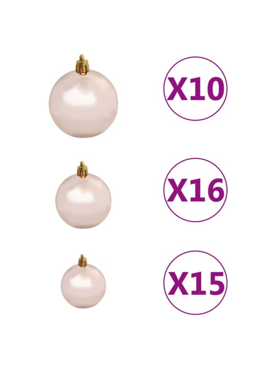 Tekojoulukuusi palloilla esivalaistu pinkki 210 cm pvc