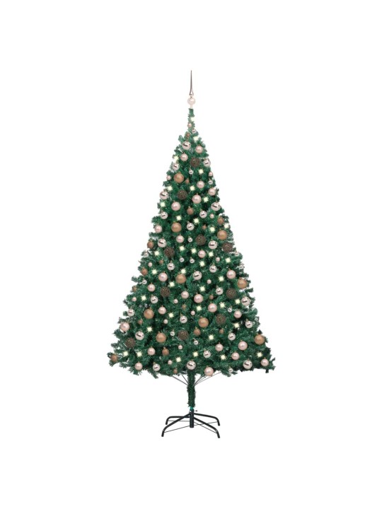 Tekojoulukuusi palloilla esivalaistu vihreä 240 cm pvc