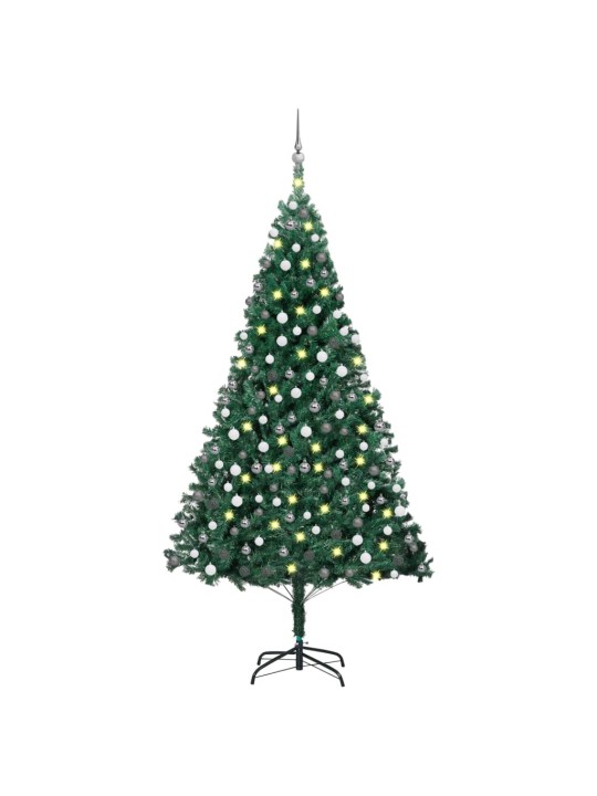 Tekojoulukuusi palloilla esivalaistu vihreä 240 cm pvc