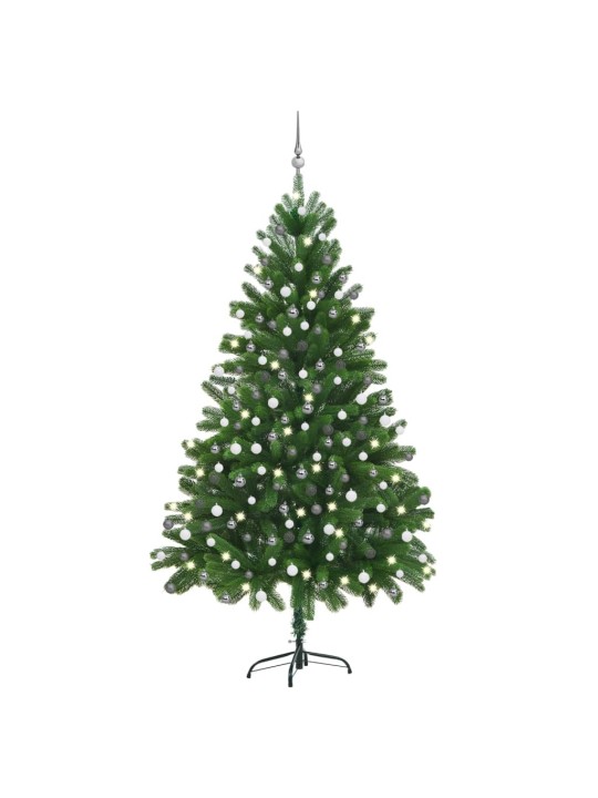 Tekojoulukuusi palloilla esivalaistu vihreä 210 cm