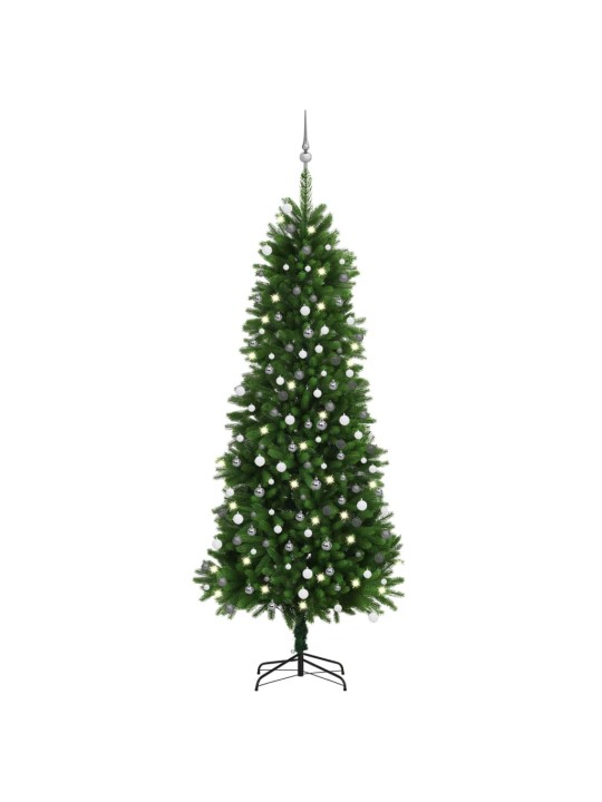 Tekojoulukuusi palloilla esivalaistu vihreä 240 cm
