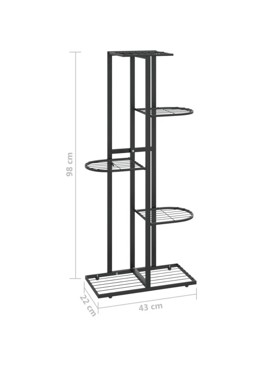 5-kerroksinen kukkateline 43x22x98 cm musta metalli