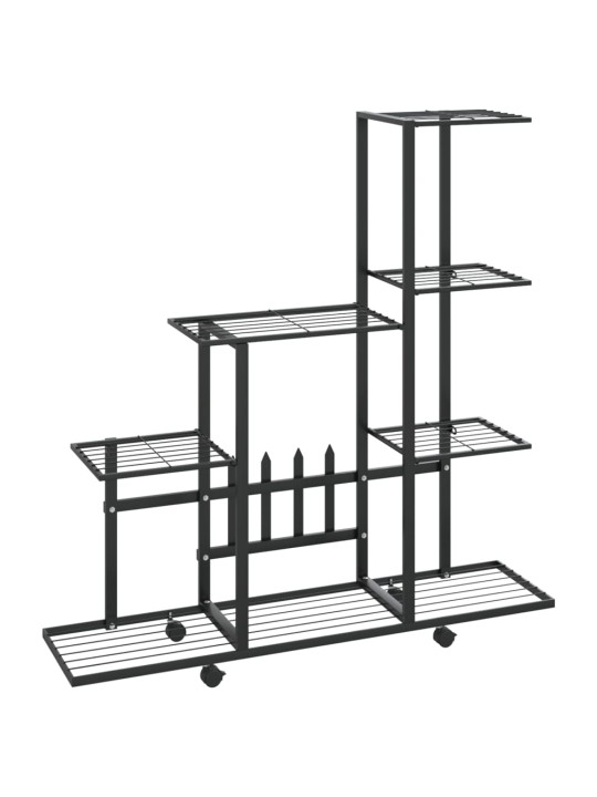 Kukkateline renkailla 94,5x25x92,5 cm musta metalli