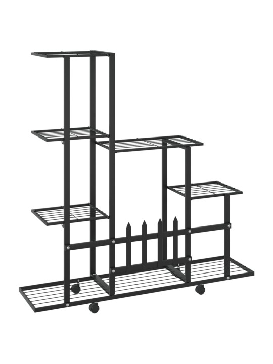 Kukkateline renkailla 94,5x25x92,5 cm musta metalli