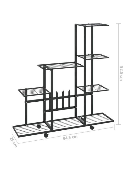 Kukkateline renkailla 94,5x25x92,5 cm musta metalli