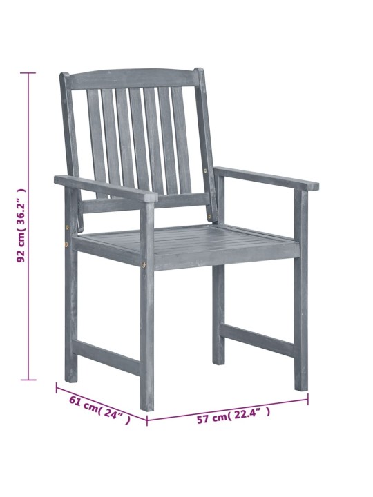 Puutarhatuolit 8 kpl täysi akaasiapuu harmaa