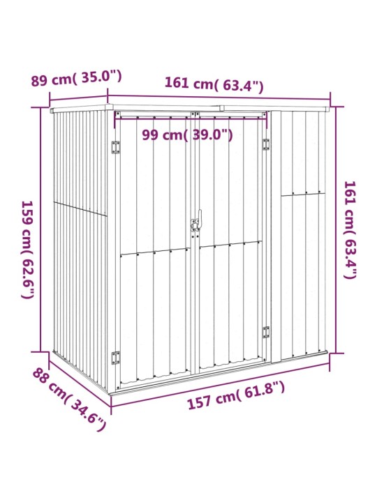 Puutarhan työkaluvaja harmaa 161x89x161 cm galvanoitu teräs
