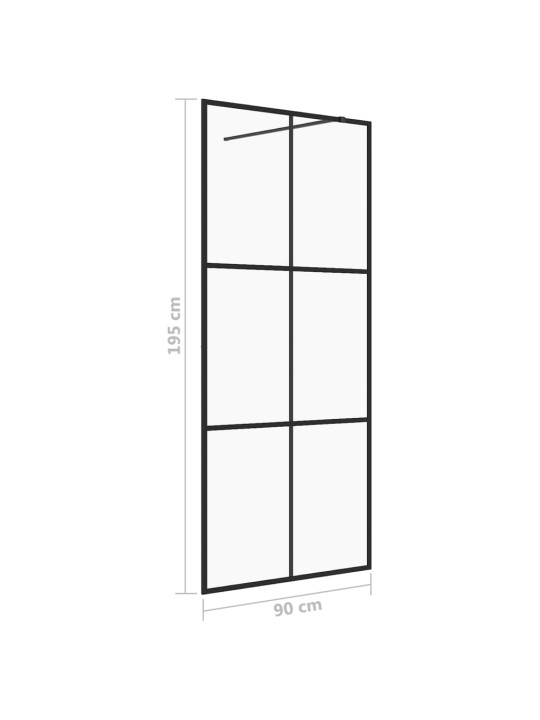 Walk-in suihkun seinäke kirkas ESG-lasi 90x195 cm musta