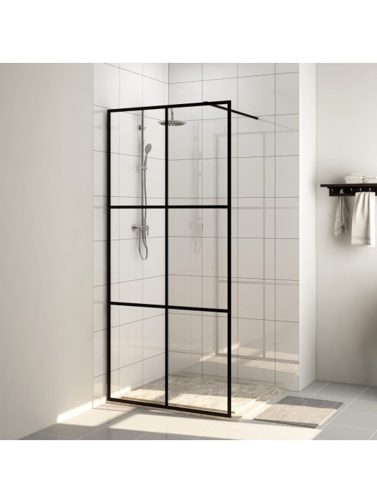 Walk-in suihkun seinäke kirkas ESG-lasi 100x195 cm musta