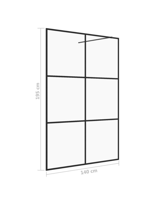 Walk-in suihkun seinäke kirkas ESG-lasi 140x195 cm musta