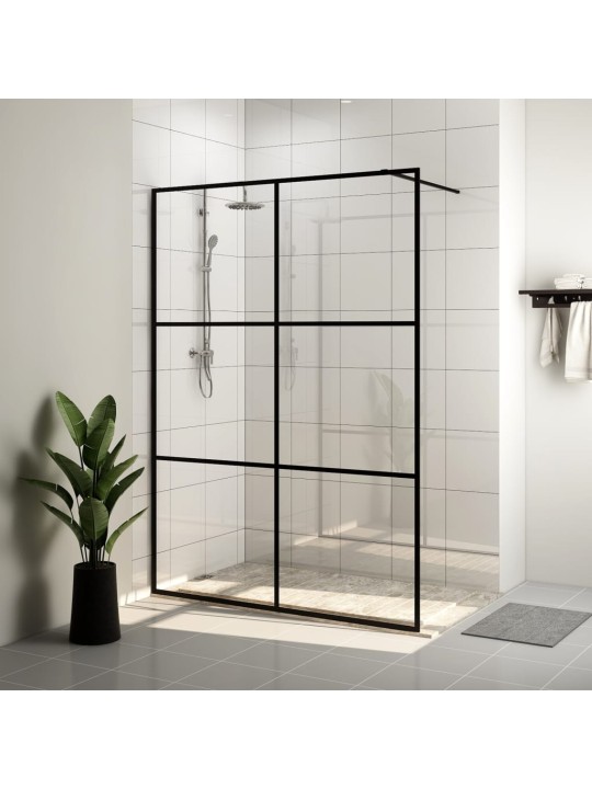 Walk-in suihkun seinäke kirkas ESG-lasi 140x195 cm musta