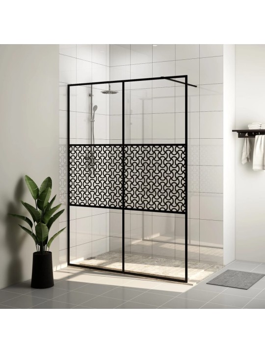 Walk-in suihkun seinäke kirkas ESG-lasi 140x195 cm musta